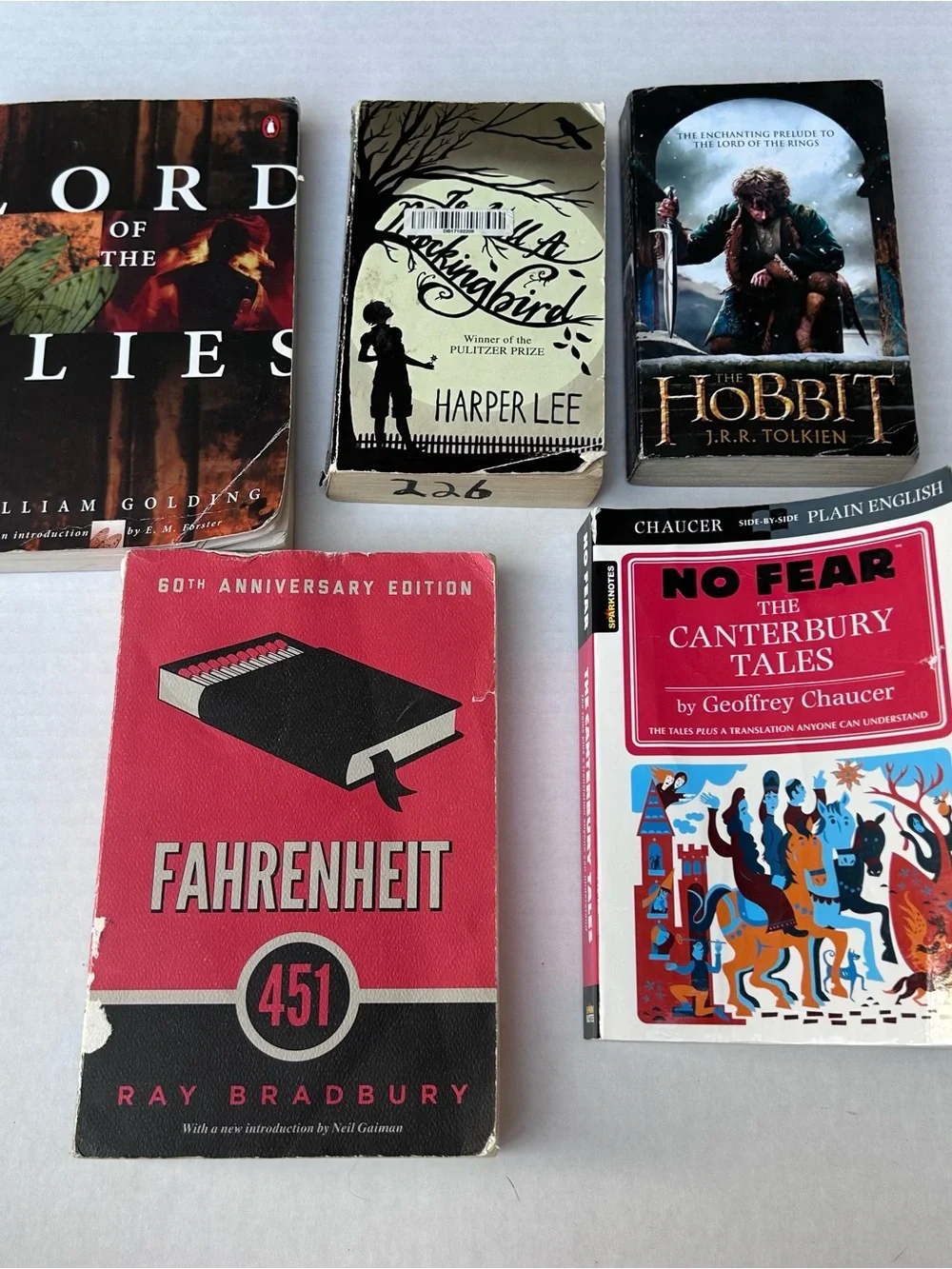 High School Reading 9 Book Lot Hobbit Fahrenheit 451 Mockingbird Gatsby Crucible